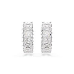 Swarovski - Matrix hoop earrings, Baguette cut, White, Rhodium plated - Bilde 2
