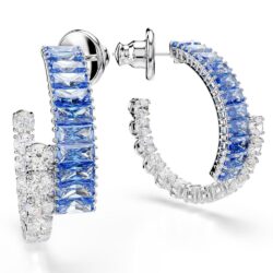 Swarovski - Matrix hoop earrings, Mixed cuts, Blue, Rhodium plated - Bilde 2