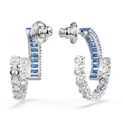 Swarovski - Matrix hoop earrings, Mixed cuts, Blue, Rhodium plated - Bilde 3