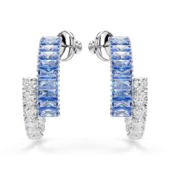 Swarovski - Matrix hoop earrings, Mixed cuts, Blue, Rhodium plated - Bilde 4
