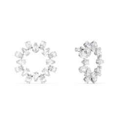 Swarovski - Matrix hoop earrings, Pear cut, White, Rhodium plated - Bilde 2