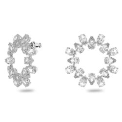 Swarovski - Matrix hoop earrings, Pear cut, White, Rhodium plated - Bilde 3