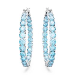 Swarovski - Matrix hoop earrings, Round cut, Blue, Rhodium plated - Bilde 2