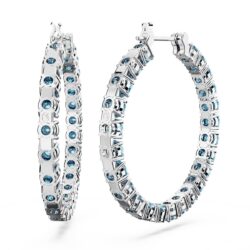 Swarovski - Matrix hoop earrings, Round cut, Blue, Rhodium plated - Bilde 4