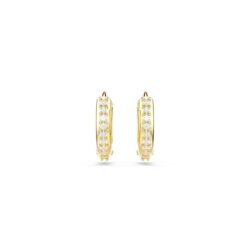 Swarovski - Matrix hoop earrings, Round cut, White, Gold-tone plated - Bilde 2