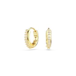 Swarovski - Matrix hoop earrings, Round cut, White, Gold-tone plated - Bilde 4