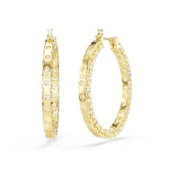 Swarovski - Matrix hoop earrings, Round cut, White, Gold-tone plated - Bilde 4
