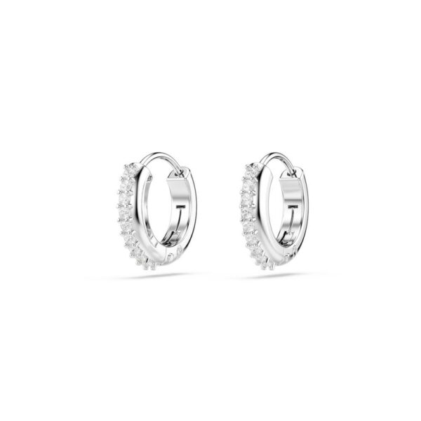 Swarovski - Matrix hoop earrings, Round cut, White, Rhodium plated