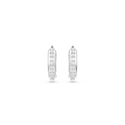 Swarovski - Matrix hoop earrings, Round cut, White, Rhodium plated - Bilde 2