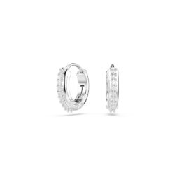 Swarovski - Matrix hoop earrings, Round cut, White, Rhodium plated - Bilde 4