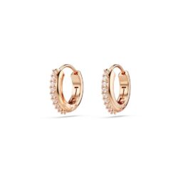 Swarovski - Matrix hoop earrings, Round cut, White, Rose gold-tone plated