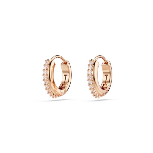 Swarovski - Matrix hoop earrings, Round cut, White, Rose gold-tone plated