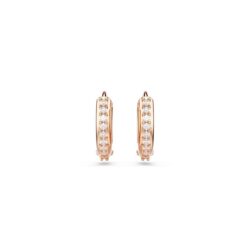 Swarovski - Matrix hoop earrings, Round cut, White, Rose gold-tone plated - Bilde 2