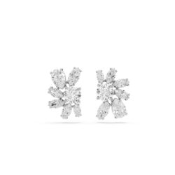 Swarovski - Mesmera stud earrings, Mixed cuts, Flower, White, Rhodium plated