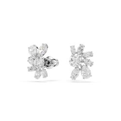 Swarovski - Mesmera stud earrings, Mixed cuts, Flower, White, Rhodium plated - Bilde 2
