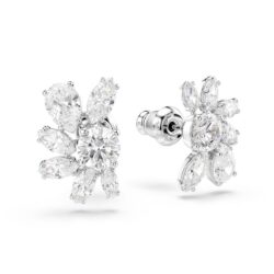 Swarovski - Mesmera stud earrings, Mixed cuts, Flower, White, Rhodium plated - Bilde 4