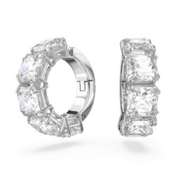 Swarovski - Matrix clip earrings, Square cut, White, Rhodium plated