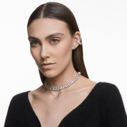 Swarovski - Matrix clip earrings, Square cut, White, Rhodium plated - Bilde 3