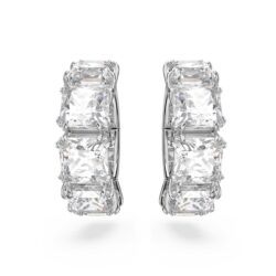 Swarovski - Matrix clip earrings, Square cut, White, Rhodium plated - Bilde 4