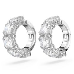 Swarovski - Matrix clip earrings, Square cut, White, Rhodium plated - Bilde 5