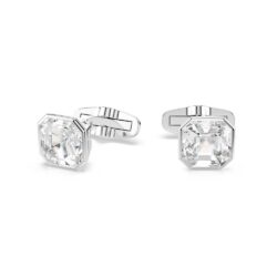 Swarovski - Millenia cufflinks, Octagon cut, White, Rhodium plated