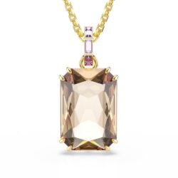 Swarovski - Millenia pendant, Octagon cut, Caramel, Gold-tone plated