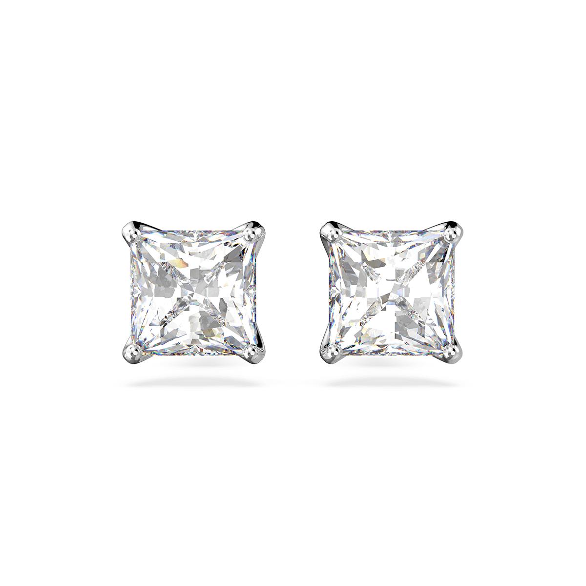 Swarovski-8211-Orepynt_1686948715.jpg Swarovski - Stilla Attract stud earrings, Square cut, White, Rhodium plated - Bilde 1