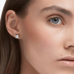 Swarovski - Stilla Attract stud earrings, Square cut, White, Rhodium plated - Bilde 2