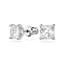 Swarovski - Stilla Attract stud earrings, Square cut, White, Rhodium plated - Bilde 4