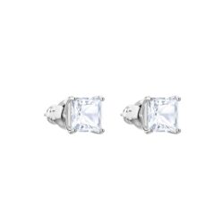 Swarovski - Stilla Attract stud earrings, Square cut, White, Rhodium plated - Bilde 5