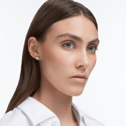Swarovski - Stilla Attract stud earrings, Square cut, White, Rhodium plated - Bilde 6
