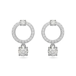 Swarovski - Constella hoop earrings, Round cut, White, Rhodium plated
