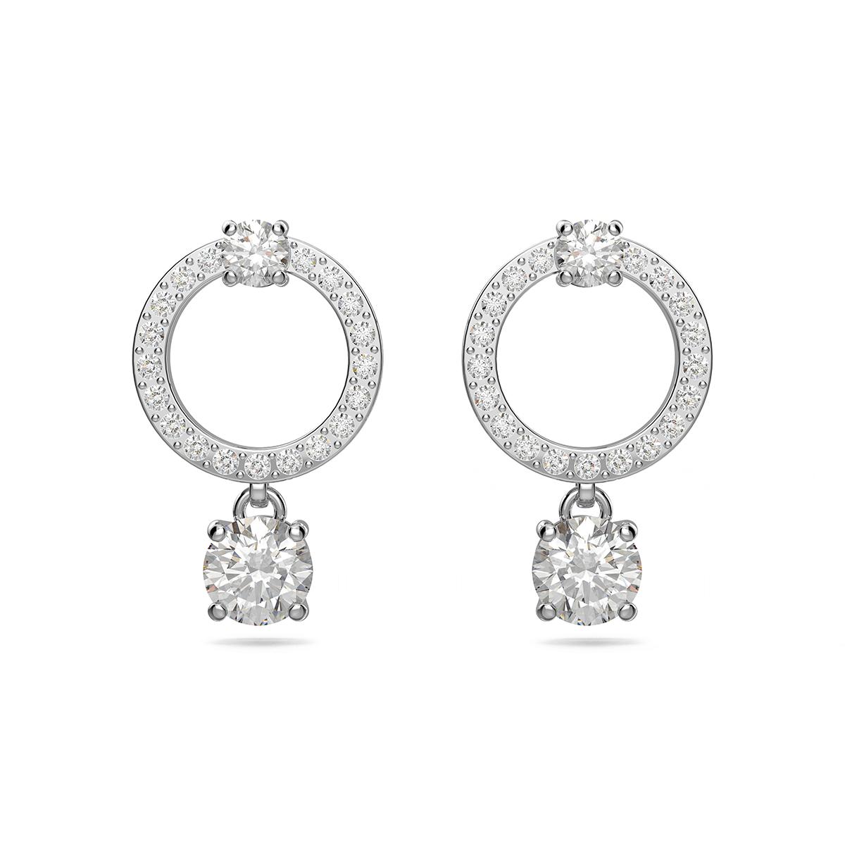 Swarovski-8211-Orepynt_1686952273.jpg Swarovski - Constella hoop earrings, Round cut, White, Rhodium plated - Bilde 1