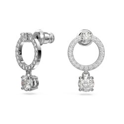 Swarovski - Constella hoop earrings, Round cut, White, Rhodium plated - Bilde 3