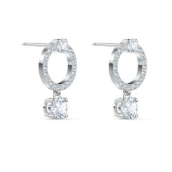 Swarovski - Constella hoop earrings, Round cut, White, Rhodium plated - Bilde 4