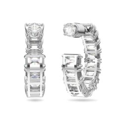 Swarovski - Matrix hoop earrings, Octagon cut, White, Rhodium plated - Bilde 2