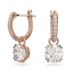 Swarovski - Stilla drop earrings, Round cut, White, Rose gold-tone plated - Bilde 3