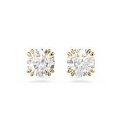 Swarovski - Stilla stud earrings, Round cut, White, Gold-tone plated
