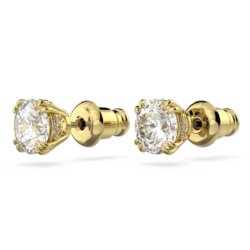 Swarovski - Stilla stud earrings, Round cut, White, Gold-tone plated - Bilde 2