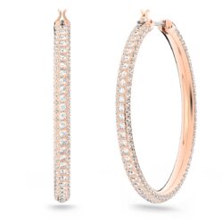 Swarovski - Dextera hoop earrings, Pavé, Large, White, Rose gold-tone plated - Bilde 2