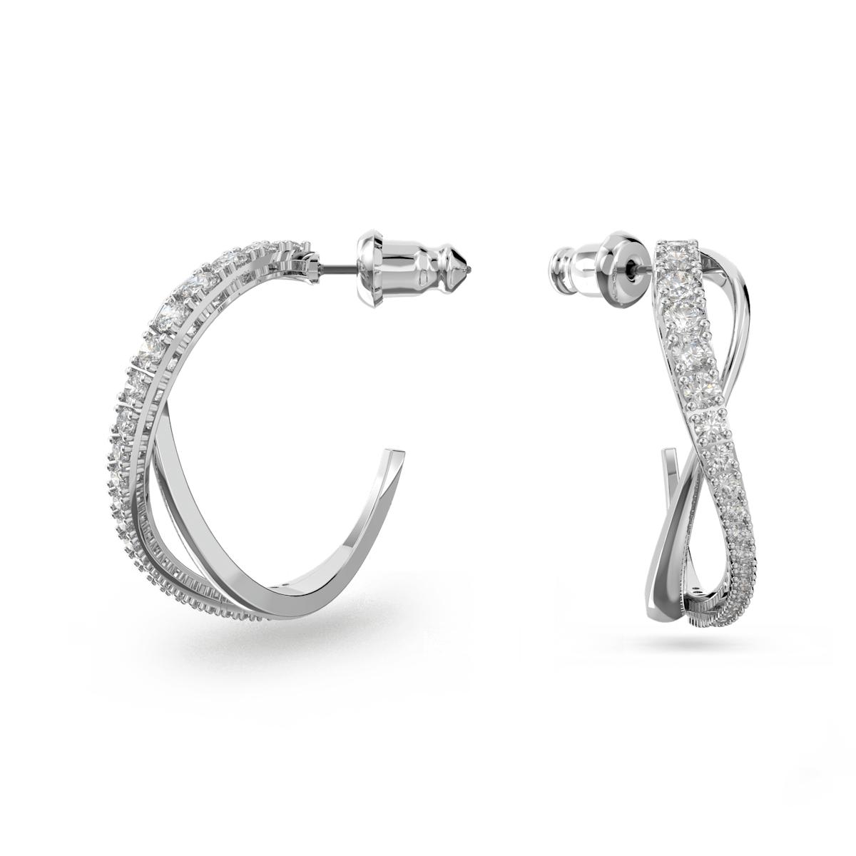 Swarovski Twist Hoop Earrings White Rhodium Plated By Stokkeholm 1808