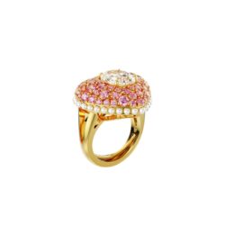 Swarovski - Str: 50-55 - Idyllia cocktail ring, Octagon cut, Crystal pearls, Heart, Pink, Gold-tone - Bilde 2