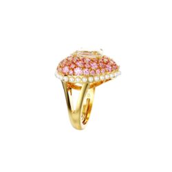 Swarovski - Str: 50-55 - Idyllia cocktail ring, Octagon cut, Crystal pearls, Heart, Pink, Gold-tone - Bilde 3