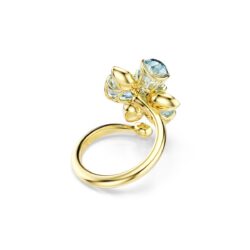Swarovski - Str: 50 - Idyllia open ring, Mixed cuts, Flower, Blue, 18K gold finish - Bilde 3