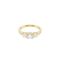 Swarovski - Str: 50 - Stilla Attract ring, Round cut, White, 18K gold finish