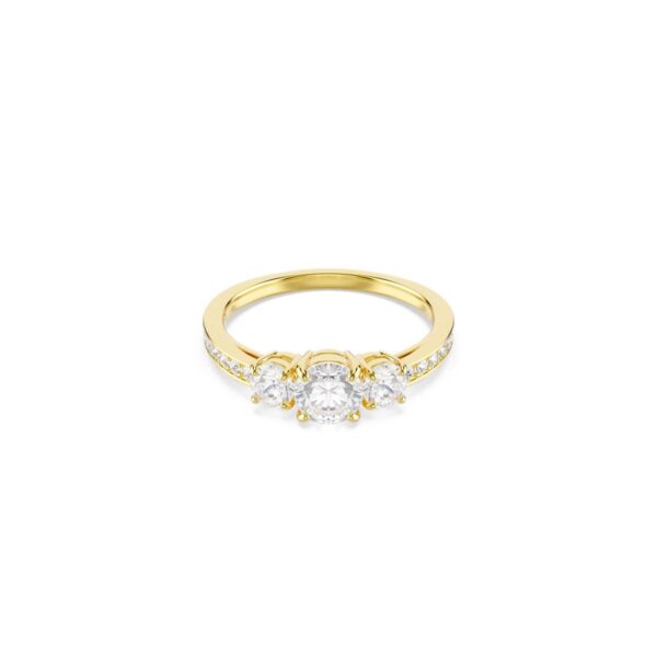 Swarovski - Str: 50 - Stilla Attract ring, Round cut, White, 18K gold finish