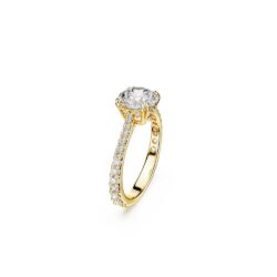 Swarovski - Str: 52 - Stilla cocktail ring, Round cut, Pavé, White, 18K gold finish