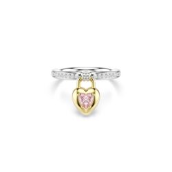 Swarovski - Str: 52 - Idyllia motif ring, Mixed cuts, Heart, Pink, Mixed metal finish