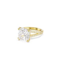 Swarovski - Str: 52 - Stilla cocktail ring, Square cut, Pavé, White, Gold-tone plated