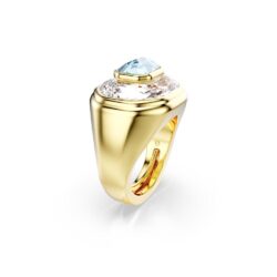 Swarovski - Str: 55-60 - Chroma cocktail ring, Octagon cut, Blue, 18K gold finish